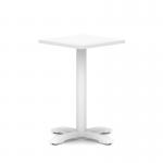 Italia 600mm Poseur Square Table White Top 750mm High White Leg Cross Base ITL1083