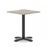 Italia 800mm Poseur Square Table Grey Oak Top 750mm High Black Leg Cross Base ITL1085