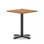 Italia 800mm Poseur Square Table Walnut Top 750mm High Black Leg Cross Base ITL1088