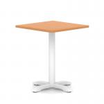 Italia 800mm Poseur Square Table Beech Top 750mm High White Leg Cross Base ITL1090