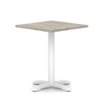 Italia 800mm Poseur Square Table Grey Oak Top 750mm High White Leg Cross Base ITL1091