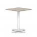 Italia 800mm Poseur Square Table Grey Oak Top 750mm High White Leg Cross Base ITL1091