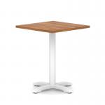 Italia 800mm Poseur Square Table Walnut Top 750mm High White Leg Cross Base ITL1094