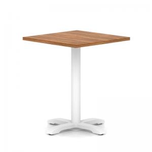 Italia 800mm Poseur Square Table Walnut Top 750mm High White Leg Cross