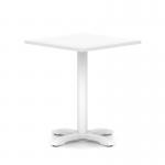 Italia 800mm Poseur Square Table White Top 750mm High White Leg Cross Base ITL1095