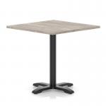 Italia 1000mm Poseur Square Table Grey Oak Top 750mm High Black Leg Cross Base ITL1097