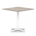 Italia 1000mm Poseur Square Table Grey Oak Top 750mm High White Leg Cross Base ITL1103