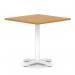 Italia 1000mm Poseur Square Table Oak Top 750mm High White Leg Cross Base ITL1105