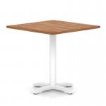 Italia 1000mm Poseur Square Table Walnut Top 750mm High White Leg Cross Base ITL1106
