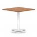 Italia 1000mm Poseur Square Table Walnut Top 750mm High White Leg Cross Base ITL1106