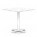 Italia 1000mm Poseur Square Table White Top 750mm High White Leg Cross Base ITL1107