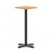 Italia 600mm Poseur Square Table Beech Top 1170mm High Black Leg Cross Base ITL1108