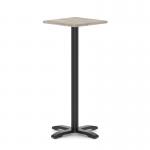 Italia 600mm Poseur Square Table Grey Oak Top 1170mm High Black Leg Cross Base ITL1109