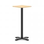 Italia 600mm Poseur Square Table Maple Top 1170mm High Black Leg Cross Base ITL1110