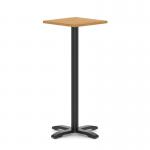Italia 600mm Poseur Square Table Oak Top 1170mm High Black Leg Cross Base ITL1111