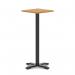 Italia 600mm Poseur Square Table Oak Top 1170mm High Black Leg Cross Base ITL1111