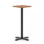 Italia 600mm Poseur Square Table Walnut Top 1170mm High Black Leg Cross Base ITL1112