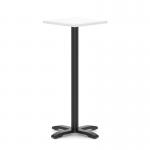 Italia 600mm Poseur Square Table White Top 1170mm High Black Leg Cross Base ITL1113