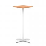 Italia 600mm Poseur Square Table Beech Top 1170mm High White Leg Cross Base ITL1114