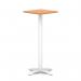 Italia 600mm Poseur Square Table Beech Top 1170mm High White Leg Cross Base ITL1114