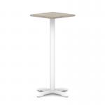 Italia 600mm Poseur Square Table Grey Oak Top 1170mm High White Leg Cross Base ITL1115