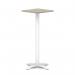 Italia 600mm Poseur Square Table Grey Oak Top 1170mm High White Leg Cross Base ITL1115