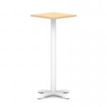 Italia 600mm Poseur Square Table Maple Top 1170mm High White Leg Cross Base ITL1116