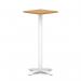 Italia 600mm Poseur Square Table Oak Top 1170mm High White Leg Cross Base ITL1117