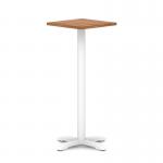 Italia 600mm Poseur Square Table Walnut Top 1170mm High White Leg Cross Base ITL1118