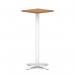 Italia 600mm Poseur Square Table Walnut Top 1170mm High White Leg Cross Base ITL1118