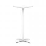 Italia 600mm Poseur Square Table White Top 1170mm High White Leg Cross Base ITL1119