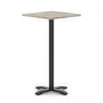 Italia 800mm Poseur Square Table Grey Oak Top 1170mm High Black Leg Cross Base ITL1121