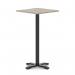 Italia 800mm Poseur Square Table Grey Oak Top 1170mm High Black Leg Cross Base ITL1121