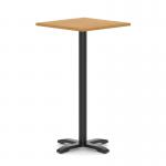 Italia 800mm Poseur Square Table Oak Top 1170mm High Black Leg Cross Base ITL1123
