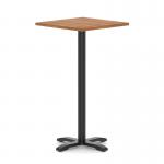 Italia 800mm Poseur Square Table Walnut Top 1170mm High Black Leg Cross Base ITL1124