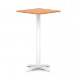Italia 800mm Poseur Square Table Beech Top 1170mm High White Leg Cross Base ITL1126