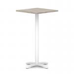 Italia 800mm Poseur Square Table Grey Oak Top 1170mm High White Leg Cross Base ITL1127