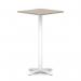 Italia 800mm Poseur Square Table Grey Oak Top 1170mm High White Leg Cross Base ITL1127