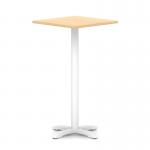 Italia 800mm Poseur Square Table Maple Top 1170mm High White Leg Cross Base ITL1128