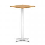 Italia 800mm Poseur Square Table Oak Top 1170mm High White Leg Cross Base ITL1129