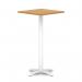 Italia 800mm Poseur Square Table Oak Top 1170mm High White Leg Cross Base ITL1129
