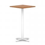 Italia 800mm Poseur Square Table Walnut Top 1170mm High White Leg Cross Base ITL1130