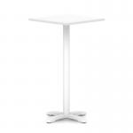 Italia 800mm Poseur Square Table White Top 1170mm High White Leg Cross Base ITL1131
