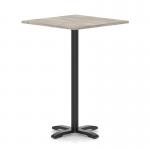Italia 1000mm Poseur Square Table Grey Oak Top 1170mm High Black Leg Cross Base ITL1133