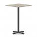 Italia 1000mm Poseur Square Table Grey Oak Top 1170mm High Black Leg Cross Base ITL1133