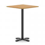 Italia 1000mm Poseur Square Table Oak Top 1170mm High Black Leg Cross Base ITL1135