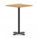 Italia 1000mm Poseur Square Table Oak Top 1170mm High Black Leg Cross Base ITL1135