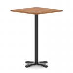 Italia 1000mm Poseur Square Table Walnut Top 1170mm High Black Leg Cross Base ITL1136