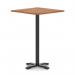Italia 1000mm Poseur Square Table Walnut Top 1170mm High Black Leg Cross Base ITL1136