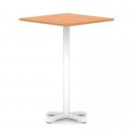 Italia 1000mm Poseur Square Table Beech Top 1170mm High White Leg Cross Base ITL1138